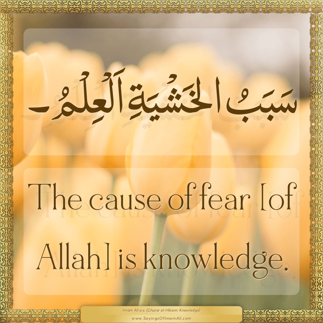 The cause of fear [of Allah] is knowledge.